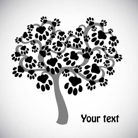 Beautiful background with abstract tree cat tracksのイラスト素材