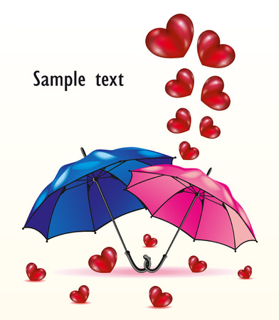 A family of umbrellas and heartsのイラスト素材