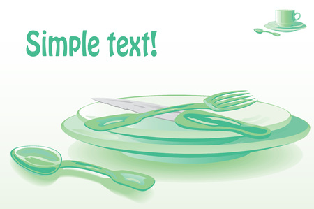 Realistic green plate with Cutleryのイラスト素材