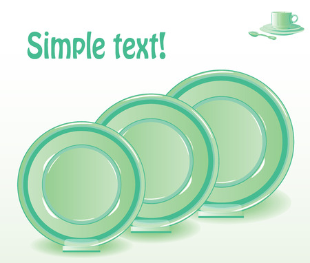 Set of realistic green platesのイラスト素材