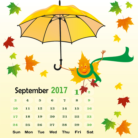 Calendar template for the month for example Septemberのイラスト素材