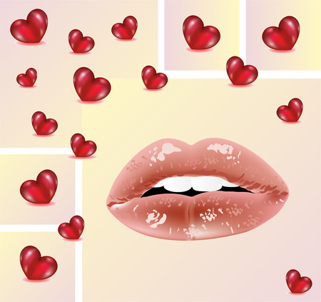 Abstract background for various applications. Women's sexy painted lips and white teeth. The silhouette of the mouth.のイラスト素材