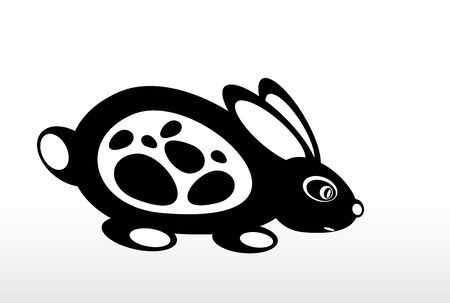 Silhouette abstract fun rabbit on white, Sketch for your designのイラスト素材