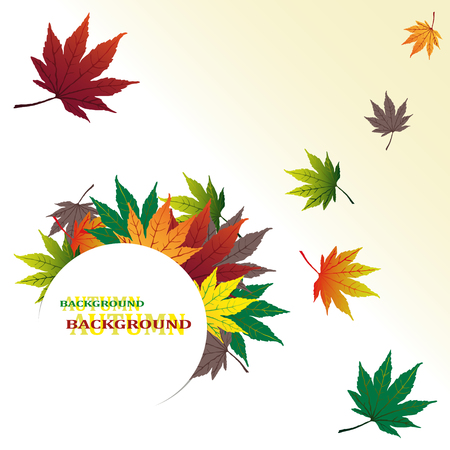 Autumn with autumn colorful leaves in the shape of a circle.のイラスト素材