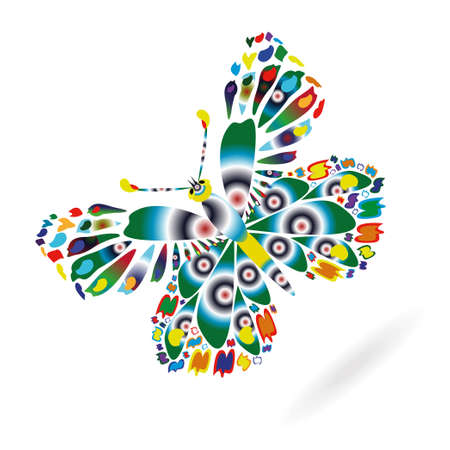 Colorful butterfly painted with a circular gradientのイラスト素材