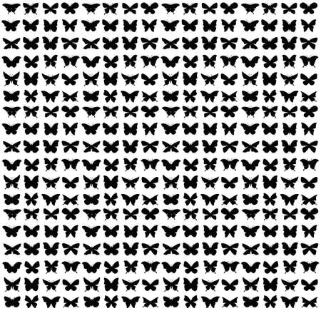 A set of butterfly silhouettes arranged orthogonally. Template is for stencilsのイラスト素材