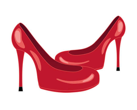 an illustration of a pair of shiny red shoes isolated on a white backgroundのイラスト素材