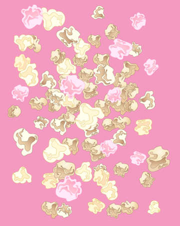 an illustration of a delicious popcorn background image on a pink backgroundのイラスト素材