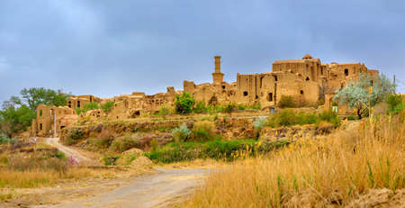 pise-walled village in the desert area of Iran, the old abandoned clay houses, the historical settlementのeditorial素材