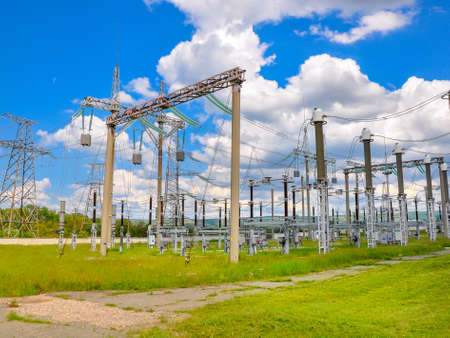 Equipment of high-voltage electric substationの写真素材