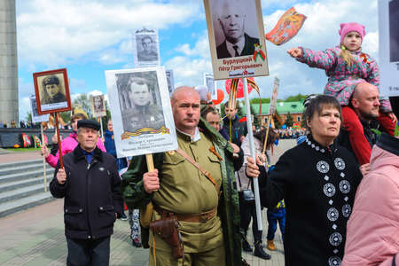 Belarus, Brest, on May 9, 2017 - Immortal Regiment Procession in Brest, during the celebration of a...