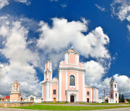 beautiful Catholic temple built in classical style, located in the Belarusian province