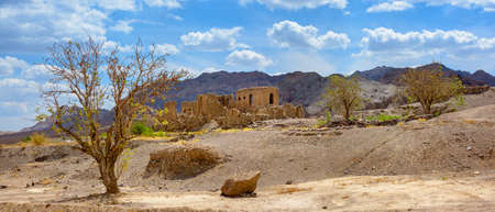 The old abandoned Iranian village located in the central part of the country on a background...