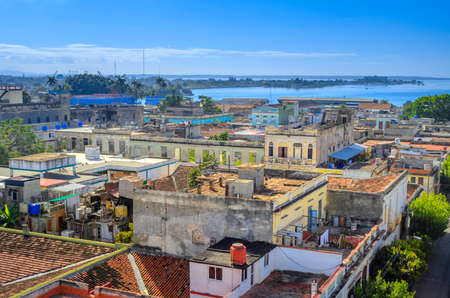 aerial view of the port city, Cubaの写真素材