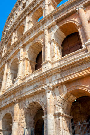 Panorama of the Roman Coliseum, a majestic historical monument, Italy. Europeの写真素材