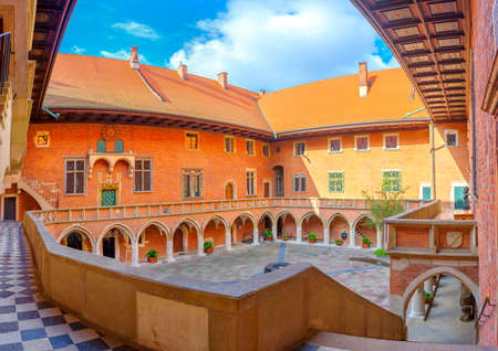 View of  courtyard of the Jagiellonian university in Krakow, Poland.のeditorial素材