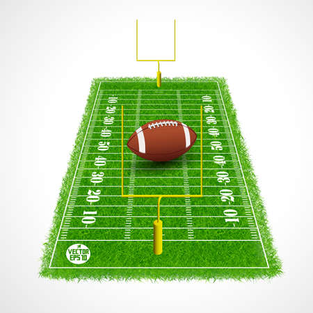 American football field perspective view with realistic grass textured, Vector illustration のイラスト素材