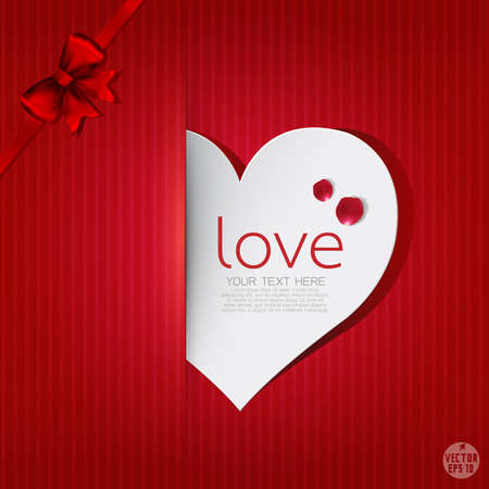 White heart paper and space for your text against Valentines day card  vector illustrationのイラスト素材