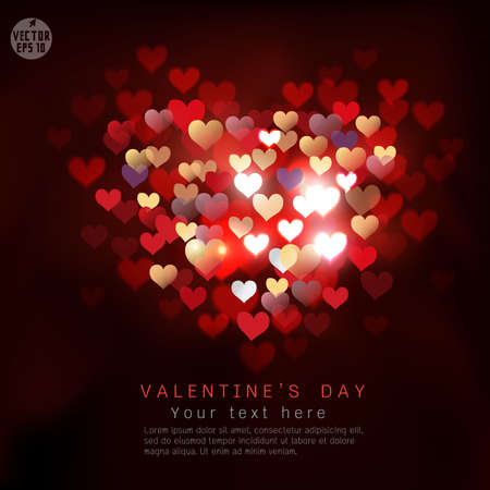 Valentine hearts shiny background and space for text, vector illustrationのイラスト素材