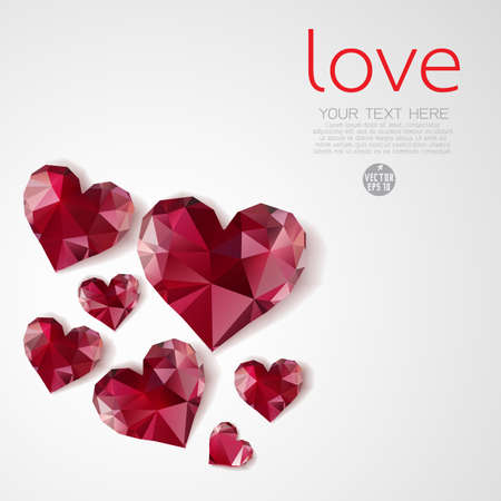 Red diamond hearts on Valentine day, Vector illustrationのイラスト素材