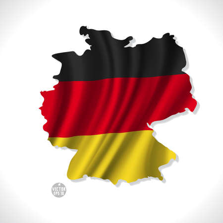 Germany map with waving flag isolated against white illustration のイラスト素材