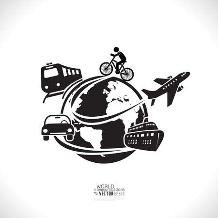 World travel and transportation symbol concept, vector illustrationのイラスト素材