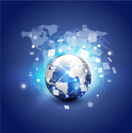 World communication and technology futuristic background, vector illustratorのイラスト素材