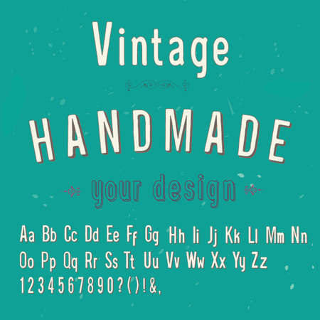 vintage handmade style alphabet, vector illustrationのイラスト素材