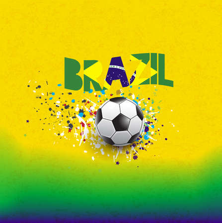 brazil flag in word header design on grunge texture background, vector illustrationのイラスト素材