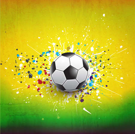 soccer ball dash on green grunge texture background, vector illustrationのイラスト素材