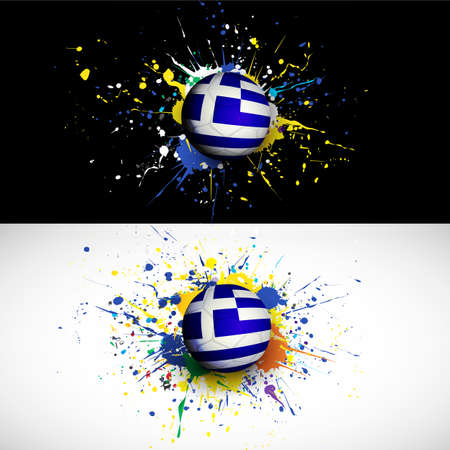 Greece flag with soccer ball dash on colorful backgroundのイラスト素材