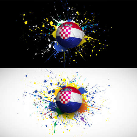 croatia flag with soccer ball dash on colorful background,のイラスト素材