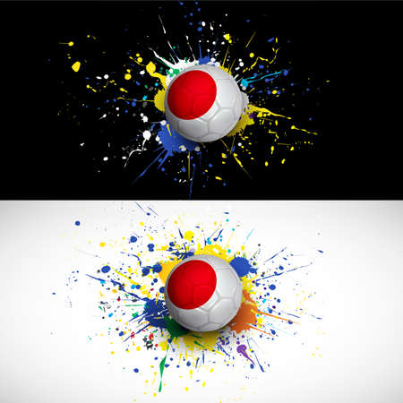 japan flag with soccer ball dash on colorful background,のイラスト素材