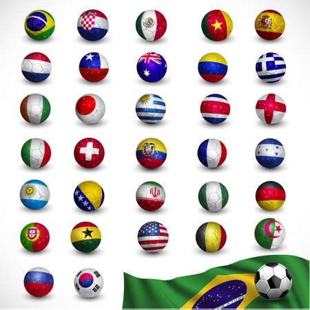 soccer ball  Football  with flag Brazil, Soccer Tournamentのイラスト素材