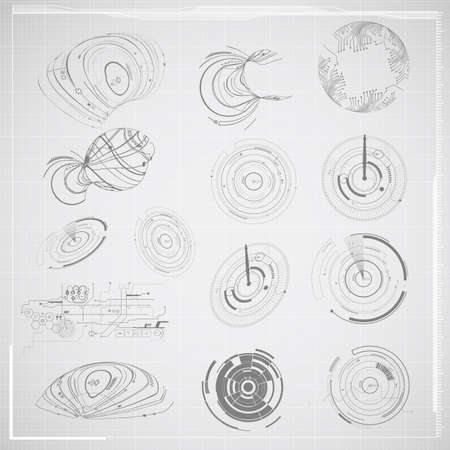 Abstract technology drawing element illustrationのイラスト素材