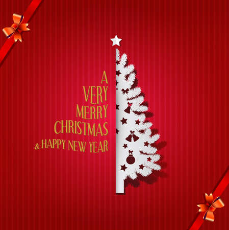 Christmas tree greeting card with merry Christmas & Happy new year, Vector illustrationのイラスト素材