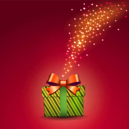 gift box and magic light fireworksのイラスト素材