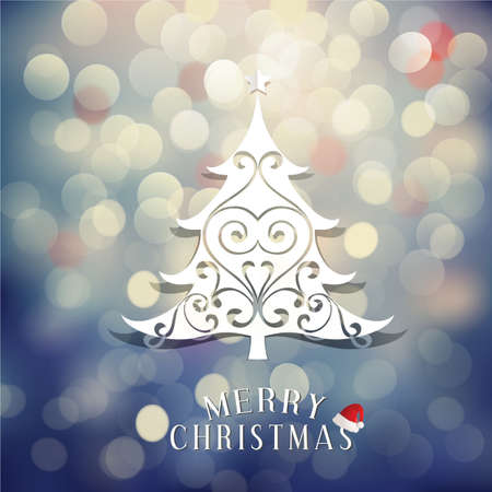 Merry Christmas with Christmas tree and vintage bokeh backgroundのイラスト素材