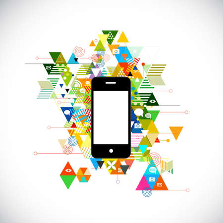 mobile and colorful geometric graphic template for corporate business, flyer, brochure, banner, cover. vector illustrationのイラスト素材