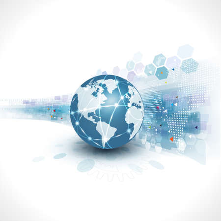 World with abstract futuristic graphic template for corporate tech and business concept, vector illustrationのイラスト素材