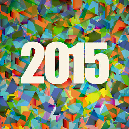 year 2015 colorful geometric origami style, Vector illustrationのイラスト素材