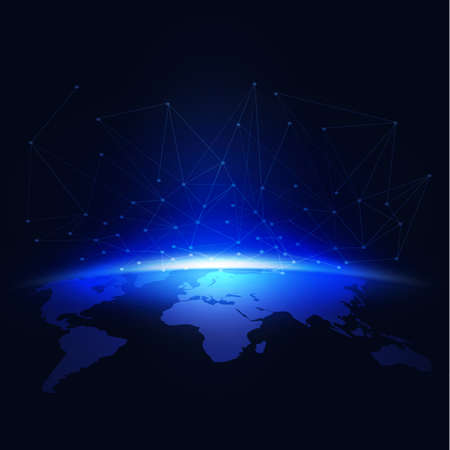 World mesh digital communication and technology network concept Vector illustrationのイラスト素材