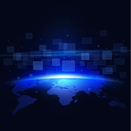 world and motion transparent square background for communication technology or science concept vector illustrationのイラスト素材