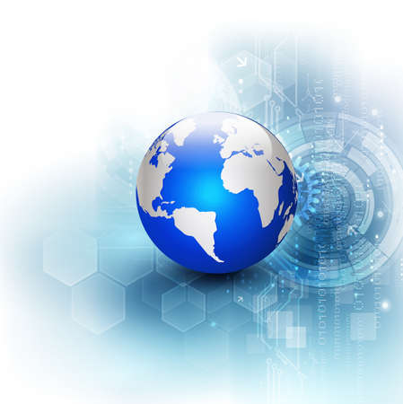 futuristic world network communication and technology concept background vector illustrationのイラスト素材