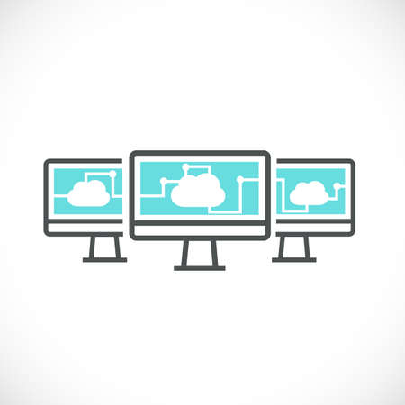 computer and cloud computing networking icon concept, vector illustrationのイラスト素材
