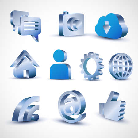 social media 3d icon set, vector illustrationのイラスト素材