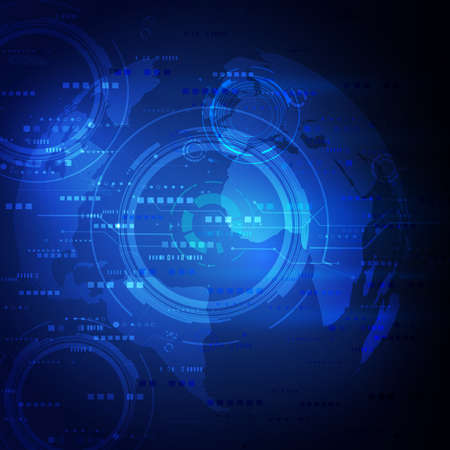 futuristic world network technology concept on motion flow background, vector illustrationのイラスト素材