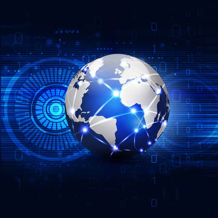 futuristic world network communication and technology concept on motion flow background, Vector backgroundのイラスト素材