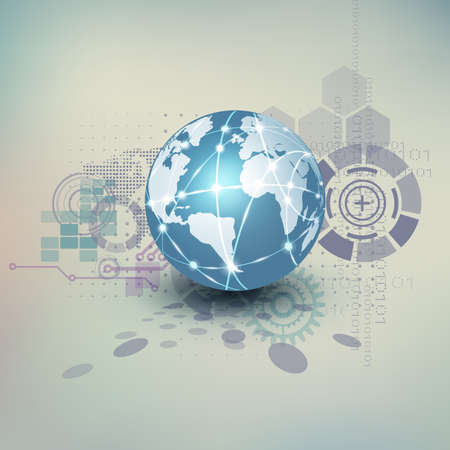 world futuristic technology with digital and gear element concept, Vector illustrationのイラスト素材