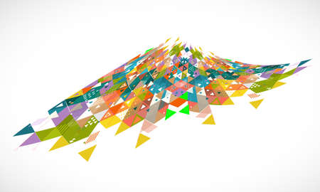 abstract creative geometrical with mix geometric decoration on perspective curve view, vector illustrationのイラスト素材